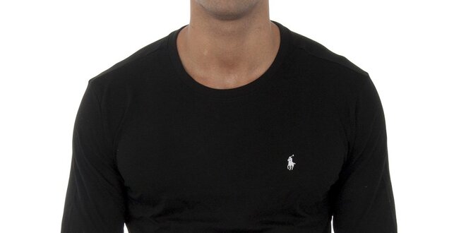 Pánske čierne tričko Polo Ralph Lauren s dlhým rukávom