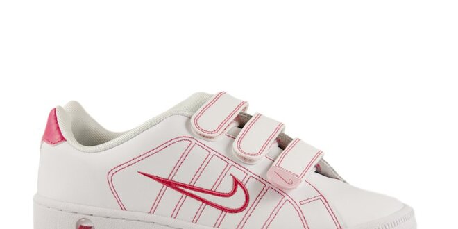 Dámske biele kožené tenisky Nike s ružovými detailami