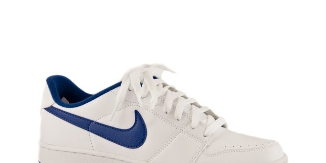 Dámske biele kožené tenisky Nike s modrým logom