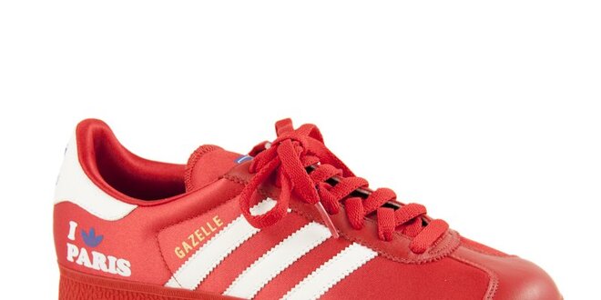 Dámske červené tenisky Adidas s bielymi prúžkami