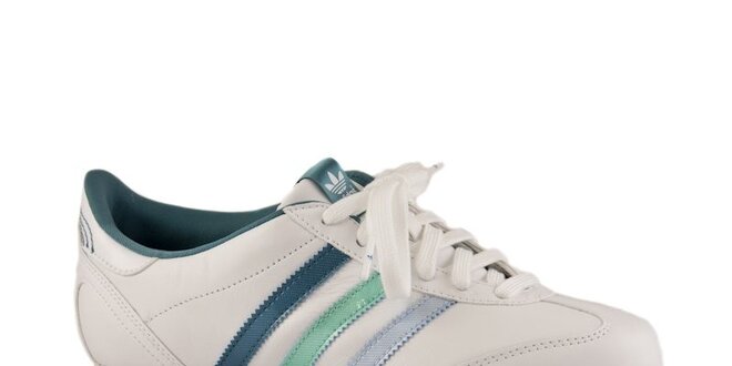 Dámske biele tenisky Adidas s farebnými prúžkami