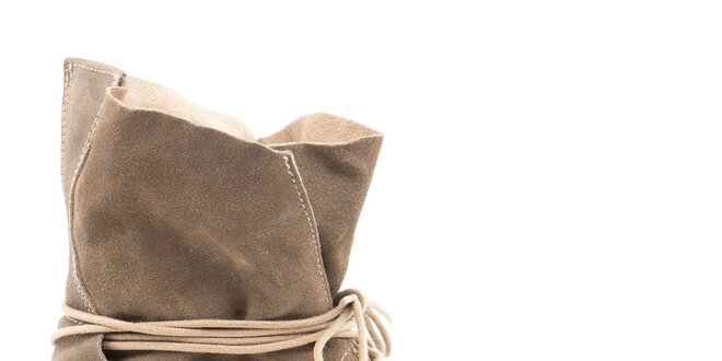 Dámske šedo-hnedé kožené topánky so šnurovaním Daneris