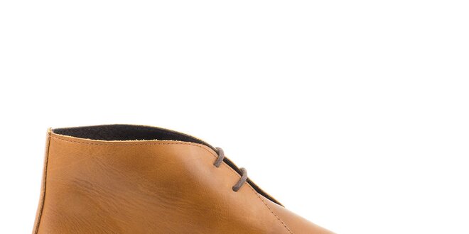 Dámske svetlo hnedé členkové topánky so šnúrkou Daneris