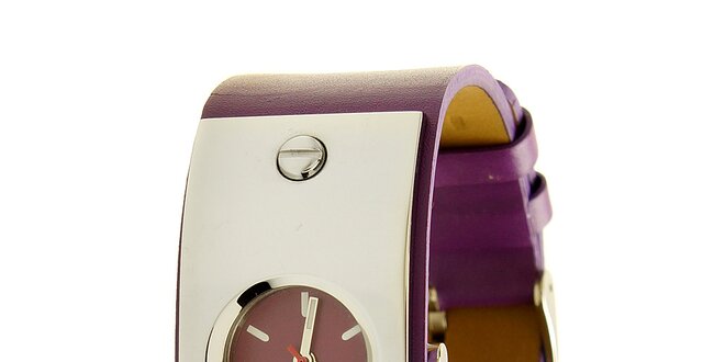 Dámske oceľové hodinky Mustang s fialovým remienok