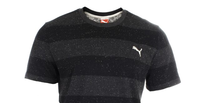 Pánske pruhované čierno-šedé tričko Puma