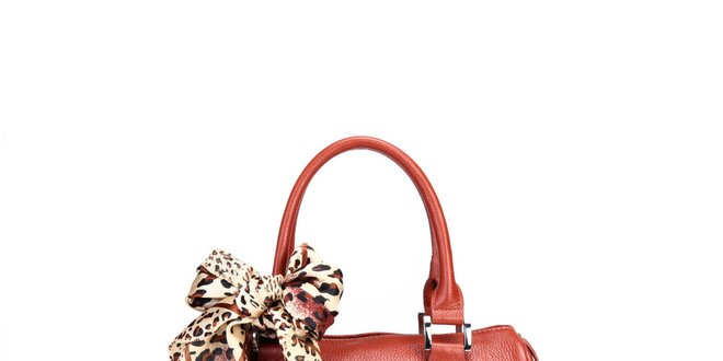 Hnedá kufřiková kabelka Belle & Bloom s ozdobnou šatkou
