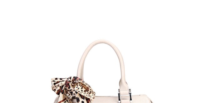 Biela kufríková kabelka Belle&Bloom s ozdobnou šatkou