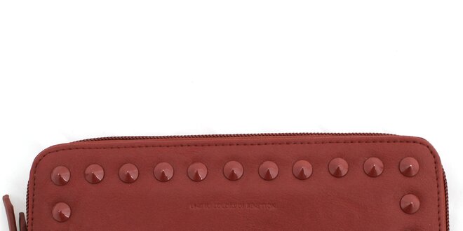 Dámska červená peňaženka so zipsom a cvočkami United Colors of Benetton