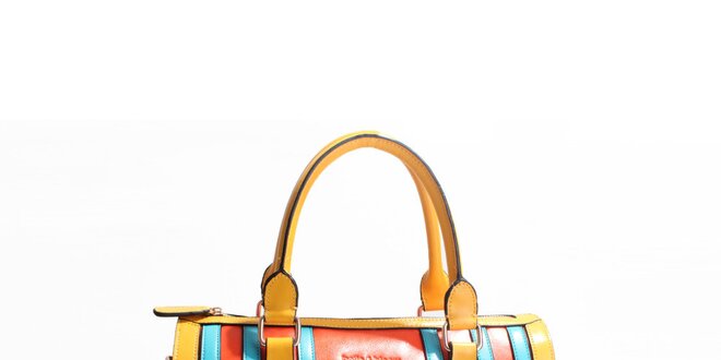 Dámska oranžová kabelka Belle & Bloom s farebnými prúžkami