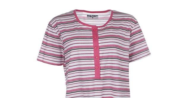 Dámska ružovo pruhovaná nočná košeľa s vreckom Body International