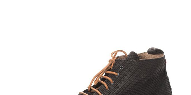 Pánske čierne členkové šnurovacie topánky Nobrand