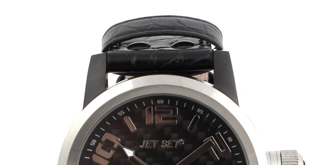 Pánske čierne hodinky s dátumovkou Jet Set