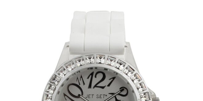 Dámske biele hodinky s kamienkami Jet Set