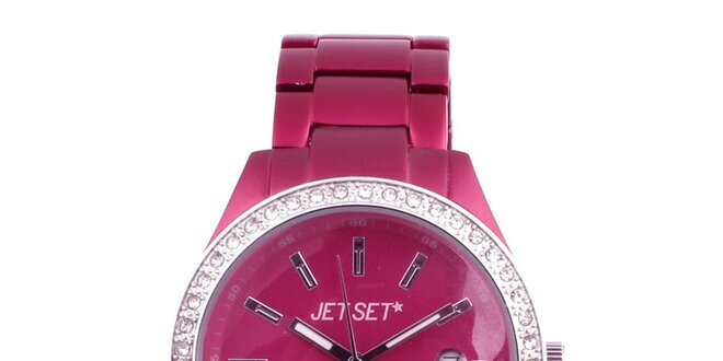 Dámske ružové hodinky s bielymi kamienkami Jet Set