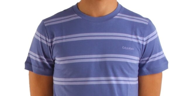 Pánske fialové prúžkované tričko Calvin Klein