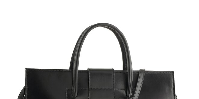 Dámska čierna kožená kabelka obdĺžnikového tvaru Ore 10