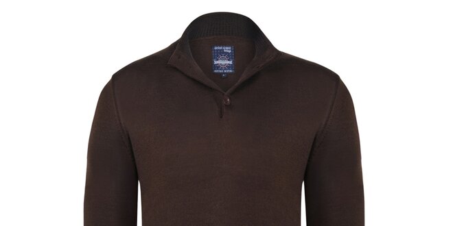 Pánsky hnedý sveter s čiernym pruhom Giorgio Di Mare