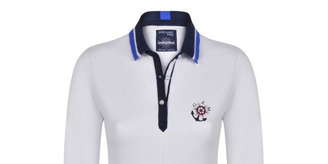 Dámske biele bavlnené polo tričko s kotvičkou Giorgio Di Mare