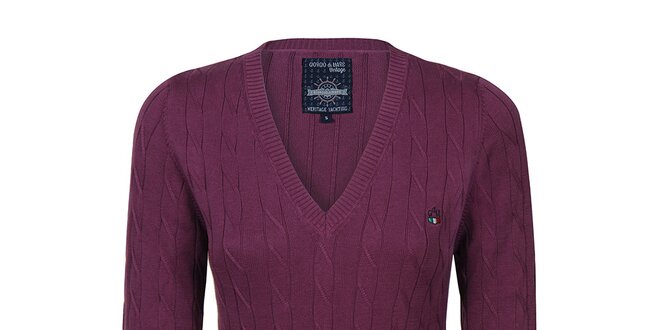Dámsky fialový sveter s véčkovým výstrihom Giorgio di Mare