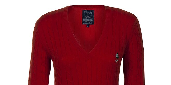 Dámsky červený svetrík s plastickým vzorom Giorgio di Mare