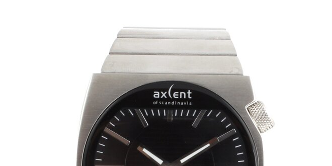 Pánske hodinky z nerezovej ocele s čiernym cifrníkom Axcent