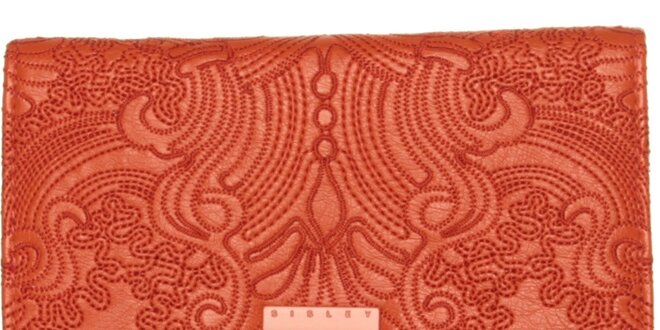 Dámska ohnivo červená peňaženka Sisley s výšivkou
