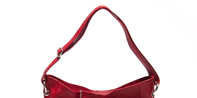 Dámska červená kabelka s pevným dnom Renata Corsi