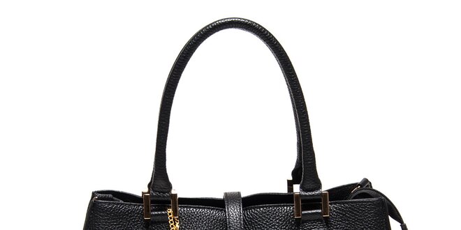 Dámska čierna kabelka so zlatými detailmi Renata Corsi