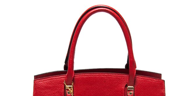 Dámska červená kabelka z kože s kovovými detailmi Renata Corsi