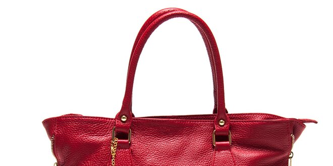 Dámska červená kabelka s bočnými zipsami Renata Corsi