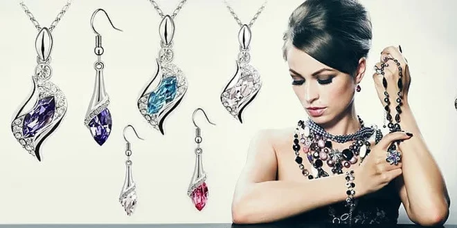 Náušnice a prívesok s retiazkou so Swarovski elements