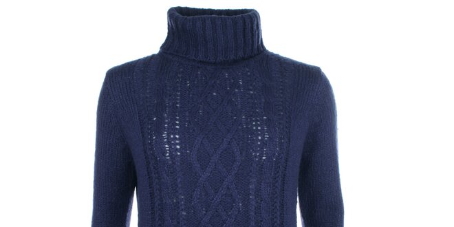 Dámsky modrý vzorovaný sveter s rolákom Pietro Filipi