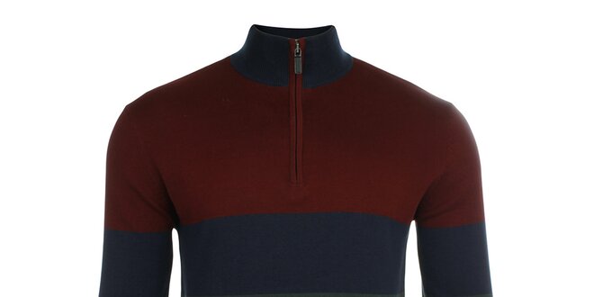 Pánsky farebne pruhovaný sveter so zipsom Pietro Filipi