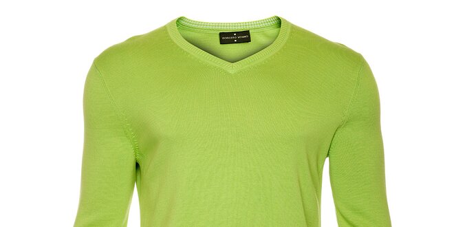 Pánsky zelený sveter s výstrihom do V Roberto Verino