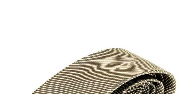 Pánska hnedá pruhovaná kravata Roberto Verino