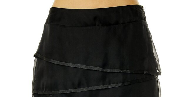 Dámska čierna hodvábna sukňa s lemovaním Roberto Verino