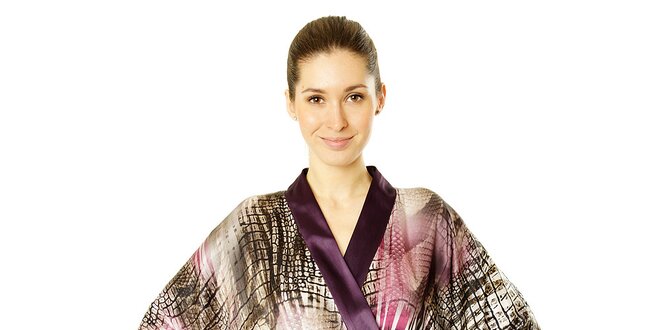 Dámska pestrofarebná blúzka kimonového strihu z hodvábu Roberto Verino