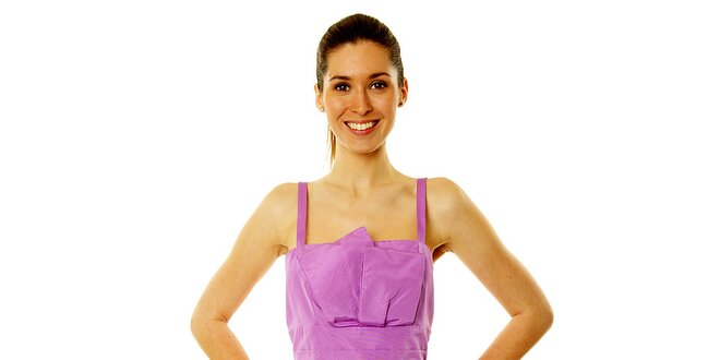 Dámske fialkové šaty v štýle Katie Holmes Roberto Verino