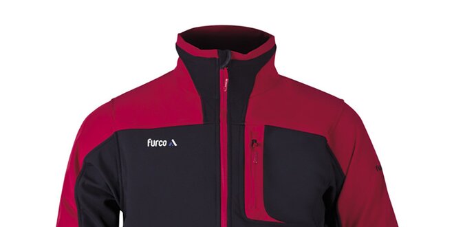 Pánska čierna softshellová bunda s červenými prvkami Furco