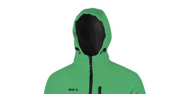 Pánska zelená softshellová bunda s kapucňou Furco