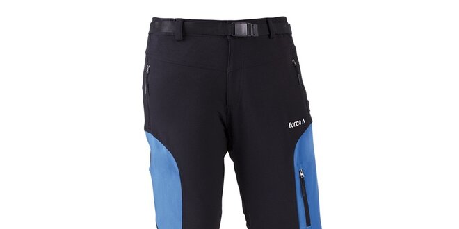 Pánske čierne outdoorové nohavice s modrými prvkami Furco