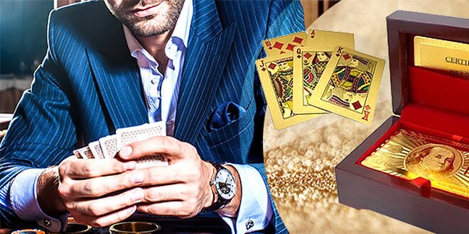 Exkluzívny balíček zlatých hracích kariet v luxusnom darčekovom boxe, Poštovné Zadarmo!