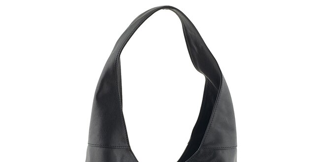 Dámska čierna kožená kabelka s popruhom Tina Panicucci