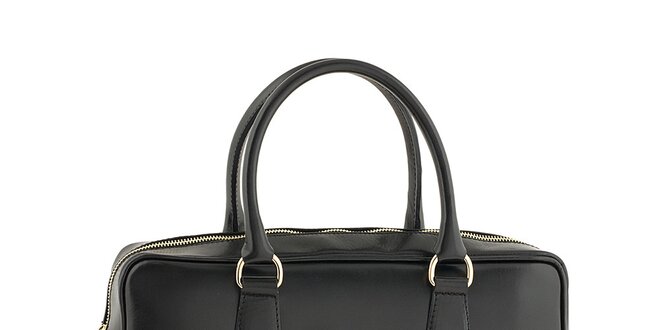 Dámska čierna kožená kabelka obdĺžnikového tvaru Tina Panicucci