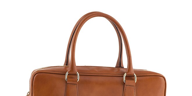 Dámska svetlo hnedá kožená kabelka obdĺžnikového tvaru Tina Panicucci