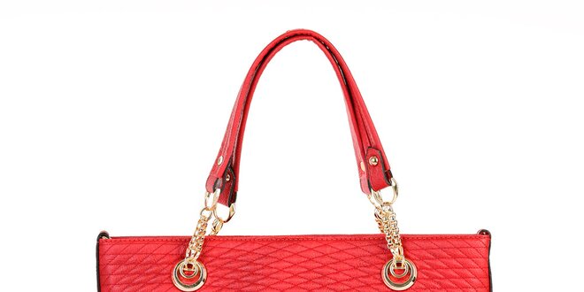 Dámska červená kabelka s dekoratívnym prešívaním Giorgio di Mare