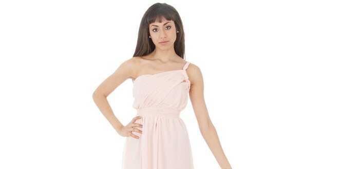 Dámske krémovo-ružové šaty na jedno rameno Paola Pitti