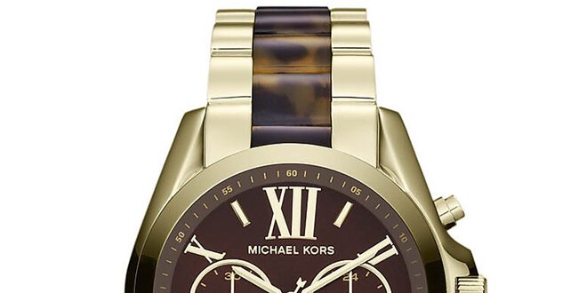 Dámske pozlátené hodinky s hnedými prvkami Michael Kors