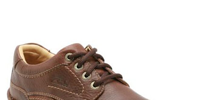 Pánske hnedé topánky s prešívaním Clarks