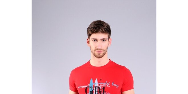 Pánske červené tričko Giorgio di Mare s potlačou